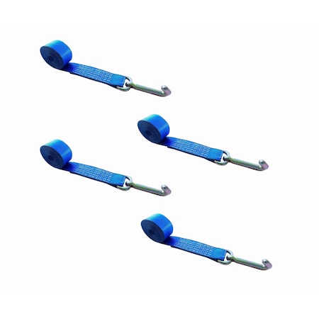 Tie 4 Safe 2" x 10' Lasso Strap w/ Mini J Hook for Towing Wrecker Trailer Tie Down Blue, 4PK TWS65-5210-J-BU-4